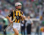 17 July 2022; Ellie Brennan, Caragh N.S., Naas, Kildare, representing Kilkenny, during the INTO Cumann na mBunscol GAA Respect Exhibition Go Games at half-time of the GAA All-Ireland Senior Hurling Championship Final match between Kilkenny and Limerick at Croke Park in Dublin. Photo by Ray McManus/Sportsfile
