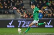 16 July 2022; Jonathan Sexton of Ireland kicks a penalty during the Steinlager Series match between the New Zealand and Ireland at Sky Stadium in Wellington, New Zealand. Photo by Brendan Moran/Sportsfile
