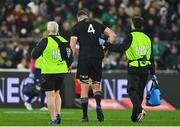 16 July 2022; Brodie Retallick of New Zealand leaves the pitch with an injury during the Steinlager Series match between the New Zealand and Ireland at Sky Stadium in Wellington, New Zealand. Photo by Brendan Moran/Sportsfile
