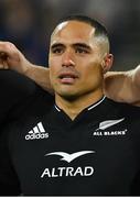 16 July 2022; An emotional Aaron Smith stands for the national anthem before the Steinlager Series match between the New Zealand and Ireland at Sky Stadium in Wellington, New Zealand. Photo by Brendan Moran/Sportsfile