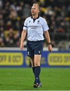 16 July 2022; Referee Wayne Barnes during the Steinlager Series match between the New Zealand and Ireland at Sky Stadium in Wellington, New Zealand. Photo by Brendan Moran/Sportsfile