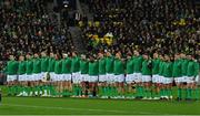 16 July 2022; The Ireland team stand for the haka before the Steinlager Series match between the New Zealand and Ireland at Sky Stadium in Wellington, New Zealand. Photo by Brendan Moran/Sportsfile