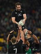 16 July 2022; Sam Whitelock of New Zealand during the Steinlager Series match between the New Zealand and Ireland at Sky Stadium in Wellington, New Zealand. Photo by Brendan Moran/Sportsfile