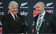16 July 2022; New Zealand Rugby Union president Max Spence, left, and Irish Rugby Football Union president Des Kavanagh after the Steinlager Series match between the New Zealand and Ireland at Sky Stadium in Wellington, New Zealand. Photo by Brendan Moran/Sportsfile
