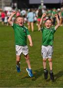18 July 2022; Limerick supporters Harry Quinn, age 7, from Ballybrown, left, and Cathal Larkin, age 8, from Mungret, during the homecoming celebrations of the All-Ireland Senior Hurling Champions Limerick at TUS Gaelic Grounds in Limerick. Photo by Piaras Ó Mídheach/Sportsfile