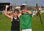 18 July 2022; Limerick supporters Joey O'Regan, age 11, from Pallaskenry, left, and Darragh O'Connor, age 11, from Monagea, during the homecoming celebrations of the All-Ireland Senior Hurling Champions Limerick at TUS Gaelic Grounds in Limerick. Photo by Piaras Ó Mídheach/Sportsfile