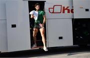 18 July 2022; Richie Towell arrives for a Shamrock Rovers training session at Huvepharma Arena in Razgrad, Bulgaria. Photo by Alex Nicodim/Sportsfile