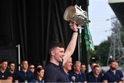 18 July 2022; Team captain Declan Hannon holds the Liam MacCarthy Cup during the homecoming celebrations of the All-Ireland Senior Hurling Champions Limerick at TUS Gaelic Grounds in Limerick. Photo by Piaras Ó Mídheach/Sportsfile