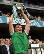 17 July 2022; Cathal O'Neill of Limerick lifts the Liam MacCarthy Cup after the GAA Hurling All-Ireland Senior Championship Final match between Kilkenny and Limerick at Croke Park in Dublin. Photo by Ray McManus/Sportsfile