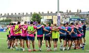 19 July 2022; Leinster players huddle during a Leinster rugby training session at Energia Park in Dublin. Photo by Harry Murphy/Sportsfile
