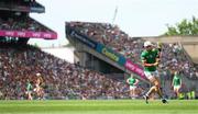 17 July 2022; Aaron Gillane of Limerick takes a free during the GAA Hurling All-Ireland Senior Championship Final match between Kilkenny and Limerick at Croke Park in Dublin. Photo by Stephen McCarthy/Sportsfile