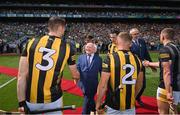 17 July 2022; President of Ireland Michael D Higgins and Huw Lawlor of Kilkenny before the GAA Hurling All-Ireland Senior Championship Final match between Kilkenny and Limerick at Croke Park in Dublin. Photo by Stephen McCarthy/Sportsfile