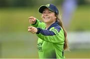 19 July 2022; Cara Murray of Ireland during the Women's T20 International match between Ireland and Pakistan at Bready Cricket Club in Bready, Tyrone. Photo by Ramsey Cardy/Sportsfile