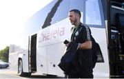 19 July 2022; Shamrock Rovers manager Stephen Bradley arrives before the UEFA Champions League 2022/23 Second Qualifying Round First Leg match between Ludogorets and Shamrock Rovers at Huvepharma Arena in Razgrad, Bulgaria. Photo by Alex Nicodim/Sportsfile