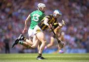 17 July 2022; Huw Lawlor of Kilkenny in action against Aaron Gillane of Limerick during the GAA Hurling All-Ireland Senior Championship Final match between Kilkenny and Limerick at Croke Park in Dublin. Photo by Stephen McCarthy/Sportsfile