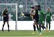 19 July 2022; Richie Towell of Shamrock Rovers in action against Manuel Cafumana of Ludogorets during the UEFA Champions League 2022/23 Second Qualifying Round First Leg match between Ludogorets and Shamrock Rovers at Huvepharma Arena in Razgrad, Bulgaria. Photo by Alex Nicodim/Sportsfile