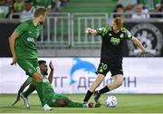 19 July 2022; Rory Gaffney of Shamrock Rovers of Shamrock Rovers in action against Manuel Cafumana of Ludogorets during the UEFA Champions League 2022/23 Second Qualifying Round First Leg match between Ludogorets and Shamrock Rovers at Huvepharma Arena in Razgrad, Bulgaria. Photo by Alex Nicodim/Sportsfile