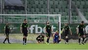 19 July 2022; Shamrock Rovers players, including Richie Towell, centre, react after Pieros Sotiriou of Ludogorets scored his side's second goal during the UEFA Champions League 2022/23 Second Qualifying Round First Leg match between Ludogorets and Shamrock Rovers at Huvepharma Arena in Razgrad, Bulgaria. Photo by Alex Nicodim/Sportsfile