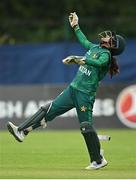 19 July 2022; Pakistan wicketkeeper Muneeba Ali celebrates a catch during the Women's T20 International match between Ireland and Pakistan at Bready Cricket Club in Bready, Tyrone. Photo by Ramsey Cardy/Sportsfile