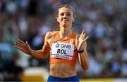 19 July 2022; Femke Bol of Netherlands after winning her Women's 400m Hurdles heat during day five of the World Athletics Championships at Hayward Field in Eugene, Oregon, USA. Photo by Sam Barnes/Sportsfile