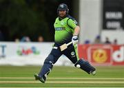 20 July 2022; Paul Stirling of Ireland makes a run after his bat breaks playing a shot during the Men's T20 International match between Ireland and New Zealand at Stormont in Belfast. Photo by Seb Daly/Sportsfile