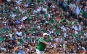 17 July 2022; Aaron Gillane of Limerick takes a free during the GAA Hurling All-Ireland Senior Championship Final match between Kilkenny and Limerick at Croke Park in Dublin. Photo by Piaras Ó Mídheach/Sportsfile