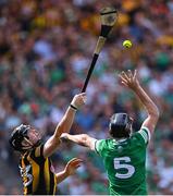 17 July 2022; Walter Walsh of Kilkenny in action against Diarmaid Byrnes of Limerick during the GAA Hurling All-Ireland Senior Championship Final match between Kilkenny and Limerick at Croke Park in Dublin. Photo by Piaras Ó Mídheach/Sportsfile