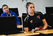 21 July 2022; Maeve Williams of Wexford Youths, right, and Kate Mooney of DLR Waves during the #NoRefNoGame training programme at the FAI headquarters in Abbotstown, Dublin. Photo by David Fitzgerald/Sportsfile