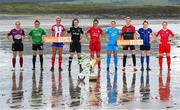 21 July 2022; Players, from left, Julie Ann Russell of Galway WFC, Dearbhaile Beirne of Peamount United, Jesse Mendez of Treaty United, Della Doherty of Wexford Youths, Alex Kavanagh of Shelbourne, Kate Mooney of DLR Waves, Yvonne Hedigan of Bohemians, Roisin Molloy of Athlone Town and Emma Hansberry of Sligo Rovers at Coney Island in Sligo for the announcement the SSE Airtricity Women’s National League will once again light up free-to-air television when the TG4 cameras return for 10 live games. Photo by Stephen McCarthy/Sportsfile
