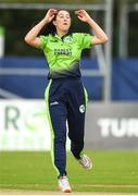 21 July 2022; Ava Canning of Ireland reacts during the Women's T20 International match between Ireland and Australia at Bready Cricket Club in Bready, Tyrone. Photo by George Tewkesbury/Sportsfile
