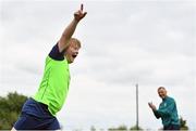 21 July 2022; Participant Zac Feeney celebrates scoring a goal during the Football For All Summer Soccer School at St Patrick's Boys AFC in Carlow. Photo by Seb Daly/Sportsfile