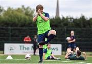 21 July 2022; Participant Zac Feeney celebrates scoring a goal during the Football For All Summer Soccer School at St Patrick's Boys AFC in Carlow. Photo by Seb Daly/Sportsfile