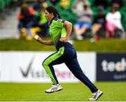 21 July 2022; Arlene Kelly of Ireland running in to bowl during the Women's T20 International match between Ireland and Australia at Bready Cricket Club in Bready, Tyrone. Photo by George Tewkesbury/Sportsfile