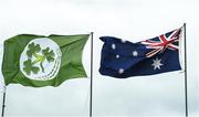 21 July 2022; The Cricket Ireland and Australian flag flies during the Women's T20 International match between Ireland and Australia at Bready Cricket Club in Bready, Tyrone. Photo by George Tewkesbury/Sportsfile