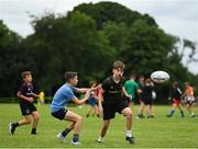21 July 2022; James Macdonald, right, and Sean Kennedy during the Bank of Ireland Leinster Rugby School of Excellence at The King's Hospital School in Dublin. Photo by Harry Murphy/Sportsfile