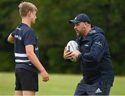 21 July 2022; Coach Corey Carty with Billy Cross during the Bank of Ireland Leinster Rugby School of Excellence at The King's Hospital School in Dublin. Photo by Harry Murphy/Sportsfile