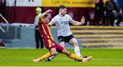 21 July 2022; Aidan Keena of Sligo Rovers in action against Jake Carroll of Motherwell during the UEFA Europa Conference League 2022/23 Second Qualifying Round First Leg match between Motherwell and Sligo Rovers at Fir Park in Motherwell, Scotland. Photo by Roddy Scott/Sportsfile