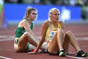 21 July 2022; Louise Shanahan of Ireland, left, after the Women's 800m heats during day seven of the World Athletics Championships at Hayward Field in Eugene, Oregon, USA. Photo by Sam Barnes/Sportsfile
