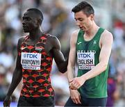 21 July 2022; Mark English of Ireland, right, and Emmanuel Wanyoni of Kenya after the Men's 800m semi-final during day seven of the World Athletics Championships at Hayward Field in Eugene, Oregon, USA. Photo by Sam Barnes/Sportsfile
