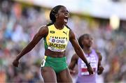 21 July 2022; Shericka Jackson of Jamaica celebrates after winning the Women's 200m final during day seven of the World Athletics Championships at Hayward Field in Eugene, Oregon, USA. Photo by Sam Barnes/Sportsfile