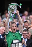 17 July 2022; Richie English of Limerick lifts the Liam MacCarthy Cup after his side's victory in the GAA Hurling All-Ireland Senior Championship Final match between Kilkenny and Limerick at Croke Park in Dublin. Photo by Piaras Ó Mídheach/Sportsfile