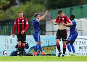 22 July 2022; Shane Griffin of Waterford, left, celebrates after scoring his side's first goal during the SSE Airtricity League First Division match between Waterford and Longford Town at RSC in Waterford. Photo by Michael P Ryan/Sportsfile