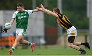 8 July 2022; Conor Spinks of London in action against Shane Kelly of Kilkenny during the GAA Football All-Ireland Junior Championship Semi-Final match between Kilkenny and London at the GAA National Games Development Centre in Abbotstown, Dublin. Photo by Stephen McCarthy/Sportsfile