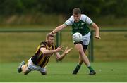 8 July 2022; Jim Culleton of Kilkenny in action against Seán O'Halloran of London during the GAA Football All-Ireland Junior Championship Semi-Final match between Kilkenny and London at the GAA National Games Development Centre in Abbotstown, Dublin. Photo by Stephen McCarthy/Sportsfile