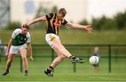 8 July 2022; Mick Malone of Kilkenny shoots to score a goal during the GAA Football All-Ireland Junior Championship Semi-Final match between Kilkenny and London at the GAA National Games Development Centre in Abbotstown, Dublin. Photo by Stephen McCarthy/Sportsfile