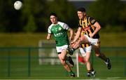 8 July 2022; Paul Murphy of Kilkenny in action against Shay Rafter of London during the GAA Football All-Ireland Junior Championship Semi-Final match between Kilkenny and London at the GAA National Games Development Centre in Abbotstown, Dublin. Photo by Stephen McCarthy/Sportsfile