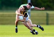 8 July 2022; Shane Murphy of Kilkenny and Matthew Tierney of London during the GAA Football All-Ireland Junior Championship Semi-Final match between Kilkenny and London at the GAA National Games Development Centre in Abbotstown, Dublin. Photo by Stephen McCarthy/Sportsfile