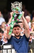 17 July 2022; Limerick's Ciaran Barry lifts the Liam MacCarthy Cup after the GAA Hurling All-Ireland Senior Championship Final match between Kilkenny and Limerick at Croke Park in Dublin. Photo by Piaras Ó Mídheach/Sportsfile
