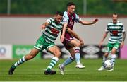 23 July 2022; Roberto Lopes of Shamrock Rovers in action against Dean Williams of Drogheda United during the SSE Airtricity League Premier Division match between Shamrock Rovers and Drogheda United at Tallaght Stadium in Dublin. Photo by Seb Daly/Sportsfile