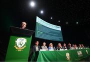 23 July 2022; Jonathan Hill, chief executive officer, FAI, during the annual general meeting of the Football Association of Ireland at the Mansion House in Dublin. Photo by Stephen McCarthy/Sportsfile